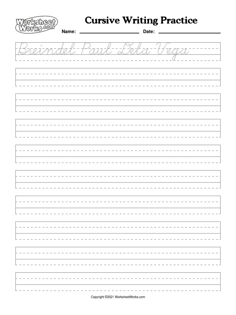 Breindel Paul Dela Vega: Cursive Writing Practice | PDF