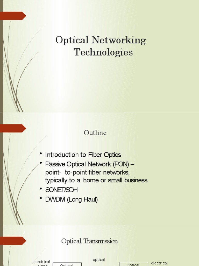 Optical Networking Technologies Overview | PDF | Optical Fiber ...