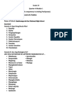 Araling Panlipunan Quarter 4-Module 1 Answer Sheet