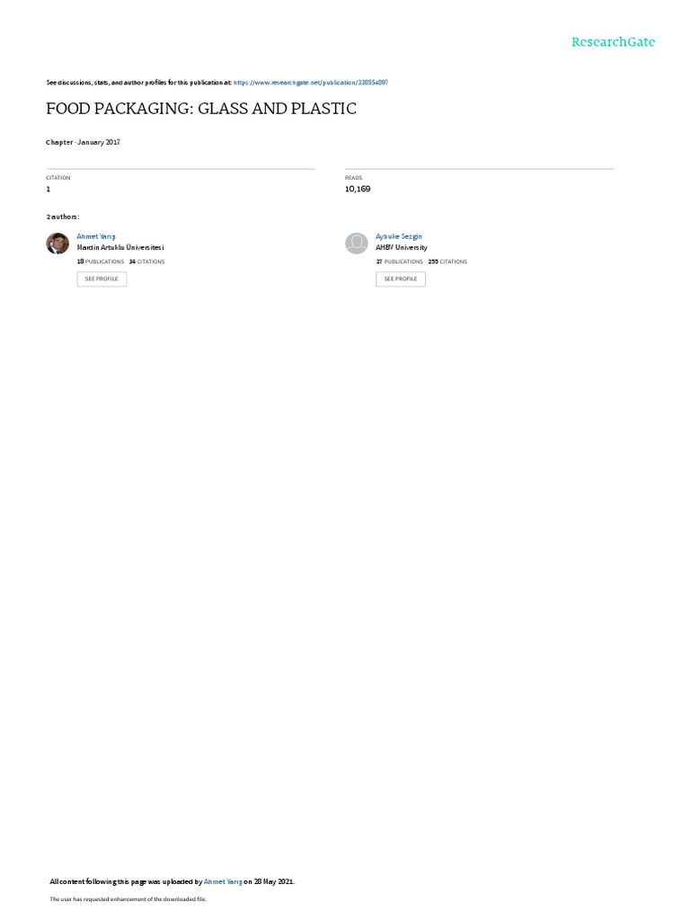 Food Packaging Glass and Plastic January 2017 PDF Plastic Glasses