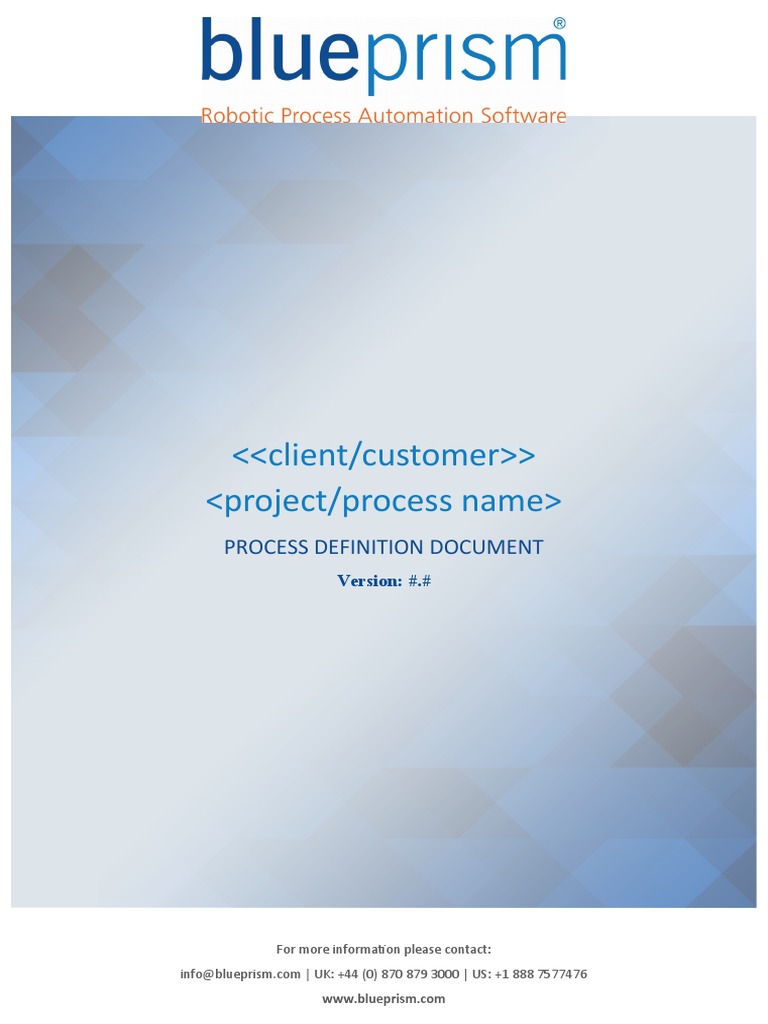 Process Definition Document (PDD) Template v1.0 PDF Business
