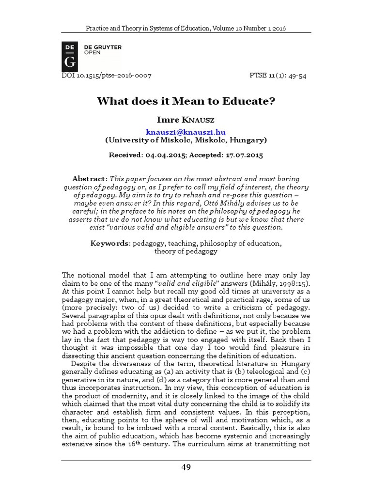 (17882591 Practice and Theory in Systems of Education) What Does It