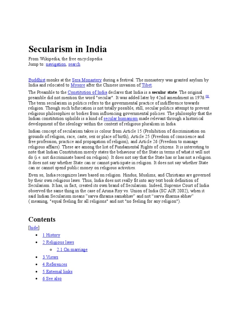 Secularism In India Pdf Secularism Jainism