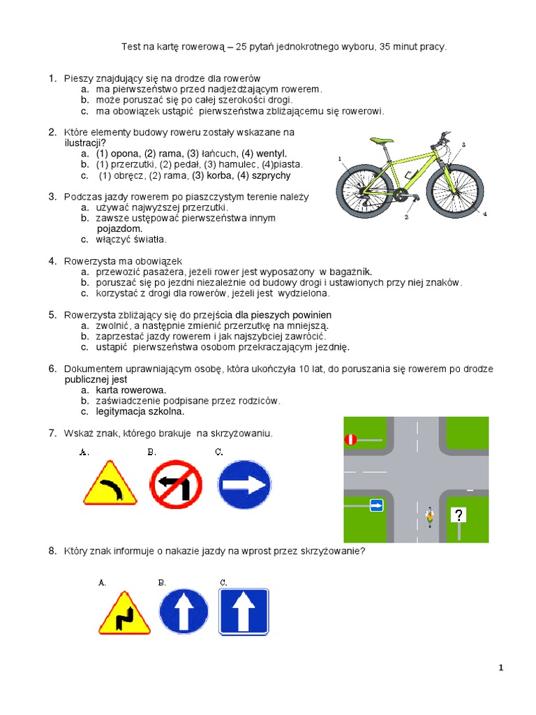 Test Na Karte Rowerową Quiz