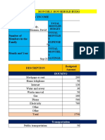 MONTHLY HOUSEHOLD BUDGET ANALYSIS