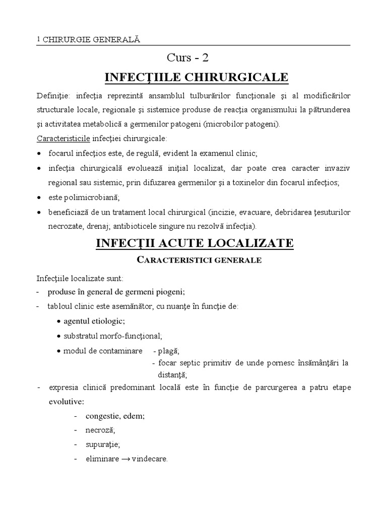 Curs Chirurgie 02 Infectii Acute Localizate | PDF