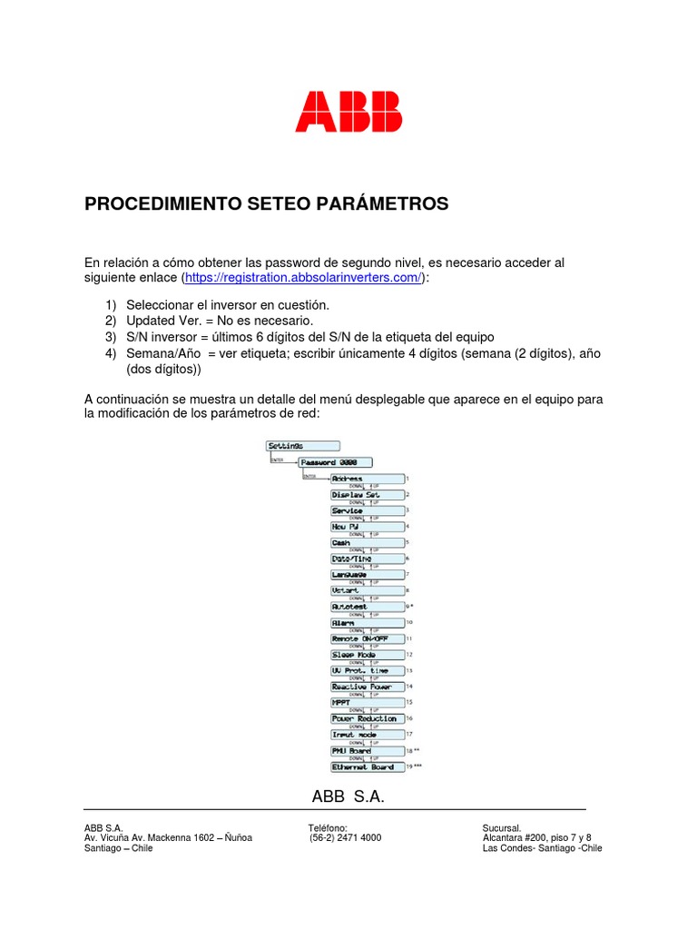 ABB Procedimiento Seteo Parámetros | PDF