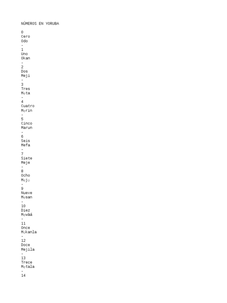 Numeros en Yoruba | PDF