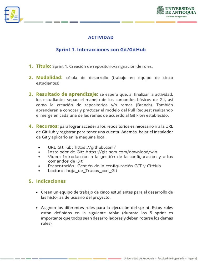 Interacciones Git/GitHub en Sprint 1 | PDF | Scrum (desarrollo de ...