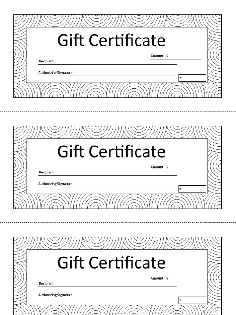 Gift Certificate Template for Redemption | PDF