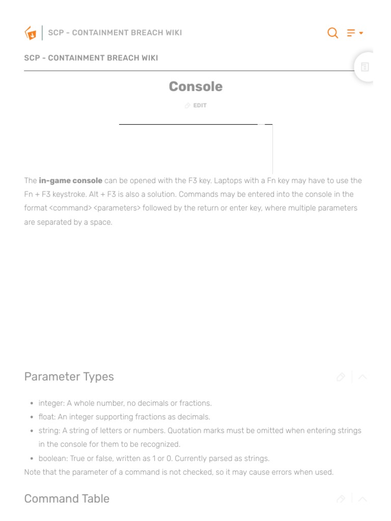 SCP Containment Breach Console Commands | PDF | Boolean Data Type ...