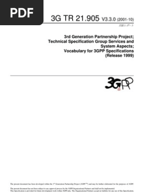 3rd Generation Partnership Project Technical Specification Group Services And System Aspects Vocabulary For 3gpp Specifications Release 1999 Pdf