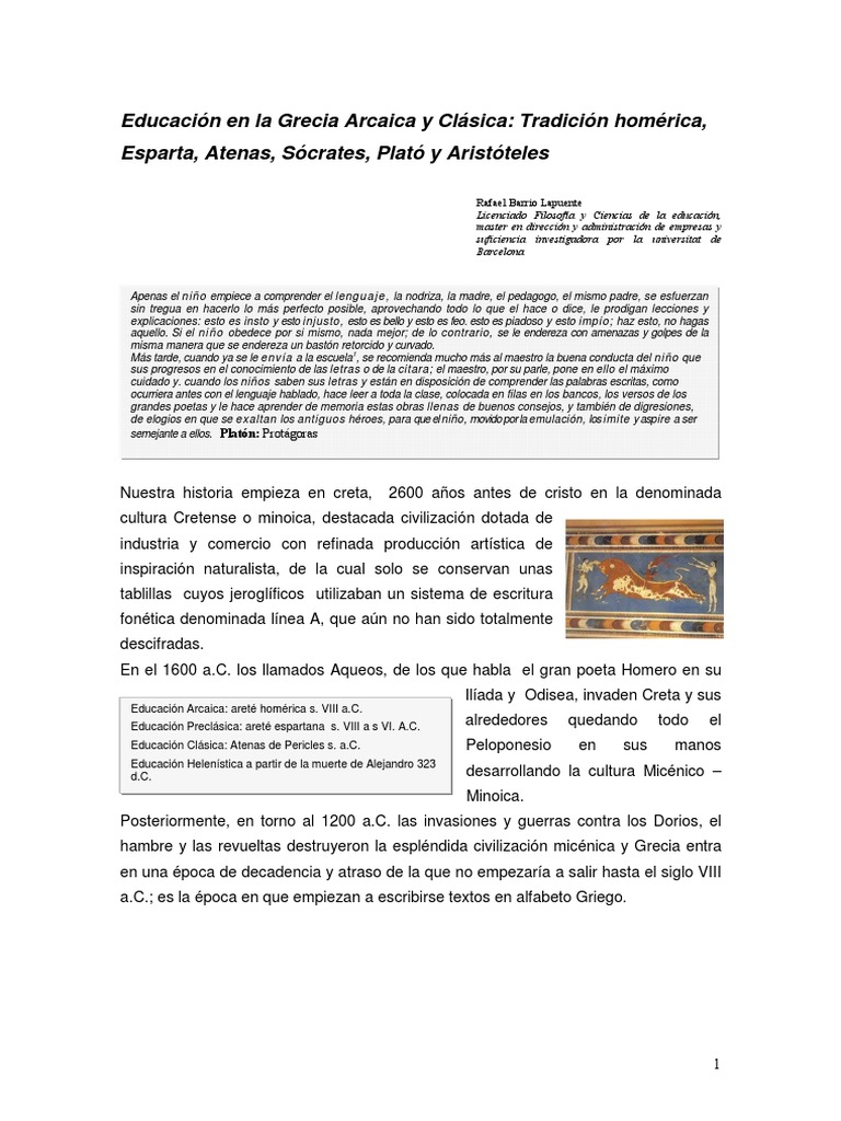 Educación en la Grecia Antigua | PDF | Platón | Conocimiento