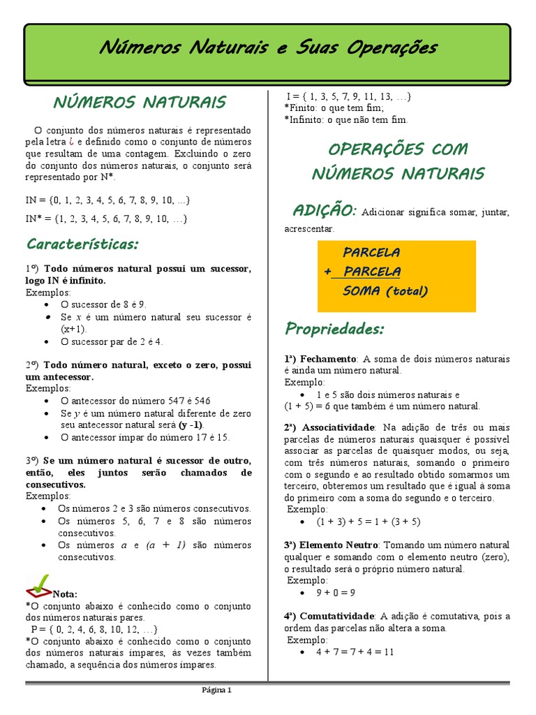 Números Naturais e Suas Operações | PDF | Multiplicação | Números