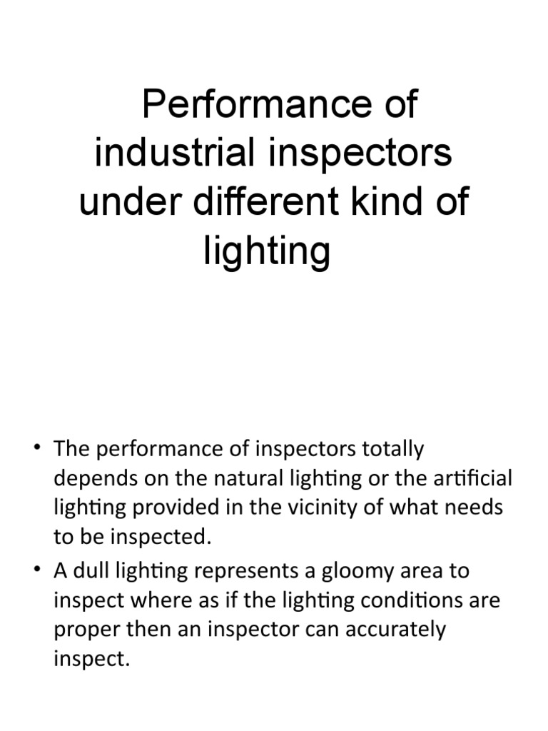 Impact of Lighting on Inspection Performance | PDF | Lighting | Optics