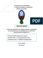 Causas del crecimiento del comercio informal en La Paz y su incidencia en el empleo