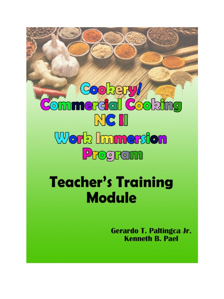 Cookery-Commercial Cooking NC II Work Immersion Program Teacher's ...