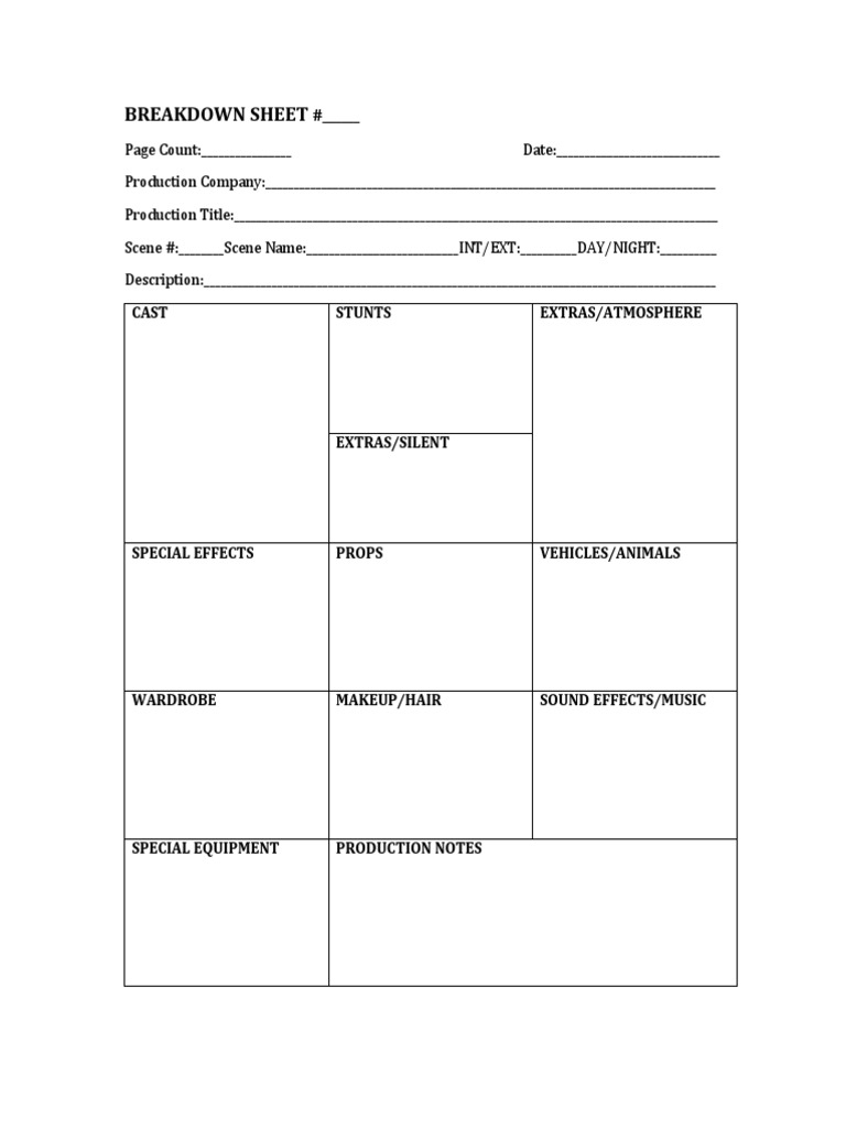 Film Production Breakdown Sheet | PDF