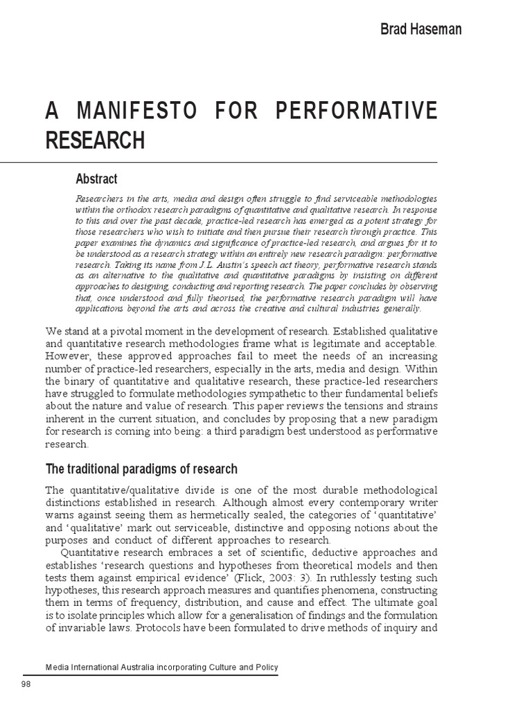 Performative Research | Performative Research Methods – UMRDTQ