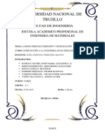 Ejemplo de INFORME DE LABORATORIO DE CORROSION Y DEGRADACION