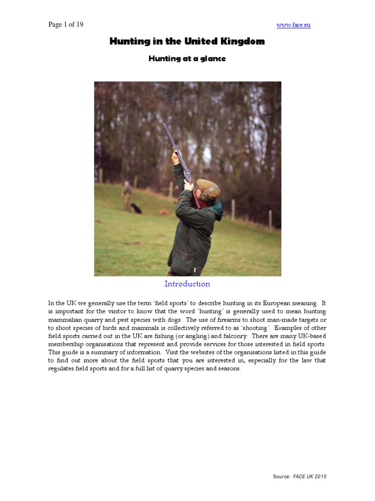 Hunting in The United Kingdom Hunting at A Glance PDF Falconry