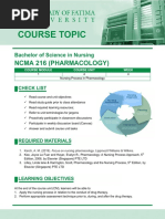 Ncma 216 (Pharmacology) : Bachelor of Science in Nursing