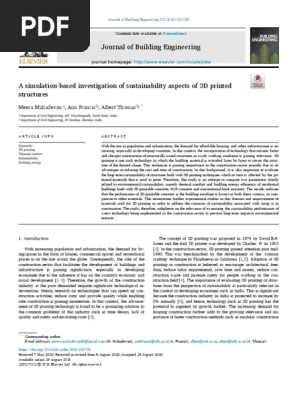 A Simulation-based Investigation of Sustainability Aspects of 3D Printed Structures