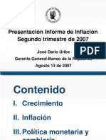 Presentación."Situación actual y perspectivas de la economía colombiana" Bogotá, Agosto 13 de 2007. 