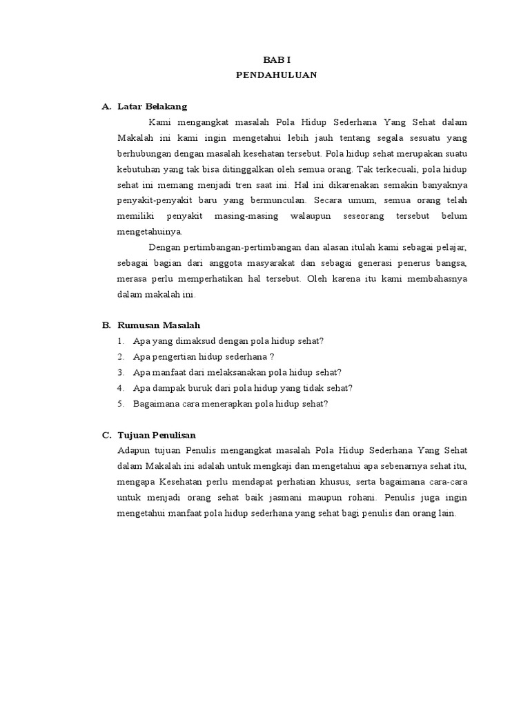Contoh makalah kesehatan mahasiswa dengan tema pentingnya pola hidup sehat