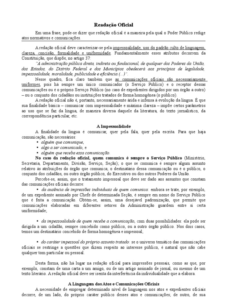 Guia de Redação Oficial | PDF | Comunicação | Governo