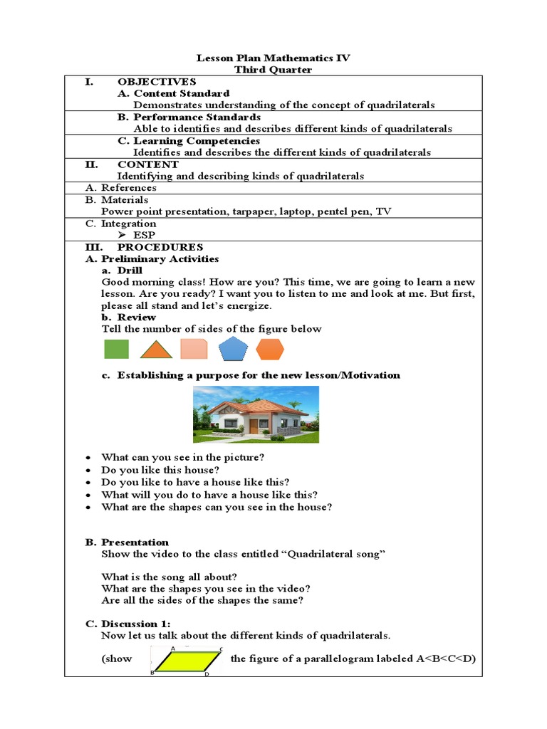 Understanding Quadrilaterals Lesson Plan | PDF | Rectangle | Geometric ...