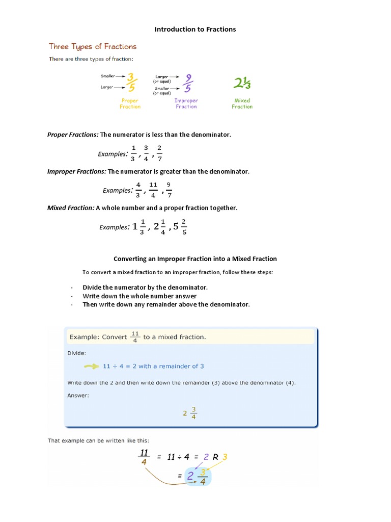 Introduction To Fractions | Descargar gratis PDF | Elementary ...