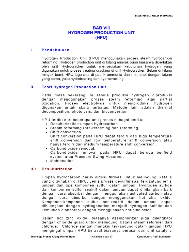 BAB VIII HYDROGEN PRODUCTION UNIT (HPU) - PDF | PDF