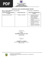 Individual Daily Accomplishment Report: Actual Days of Attendance To Work Actual Time Log Actual Accomplishment/ Output