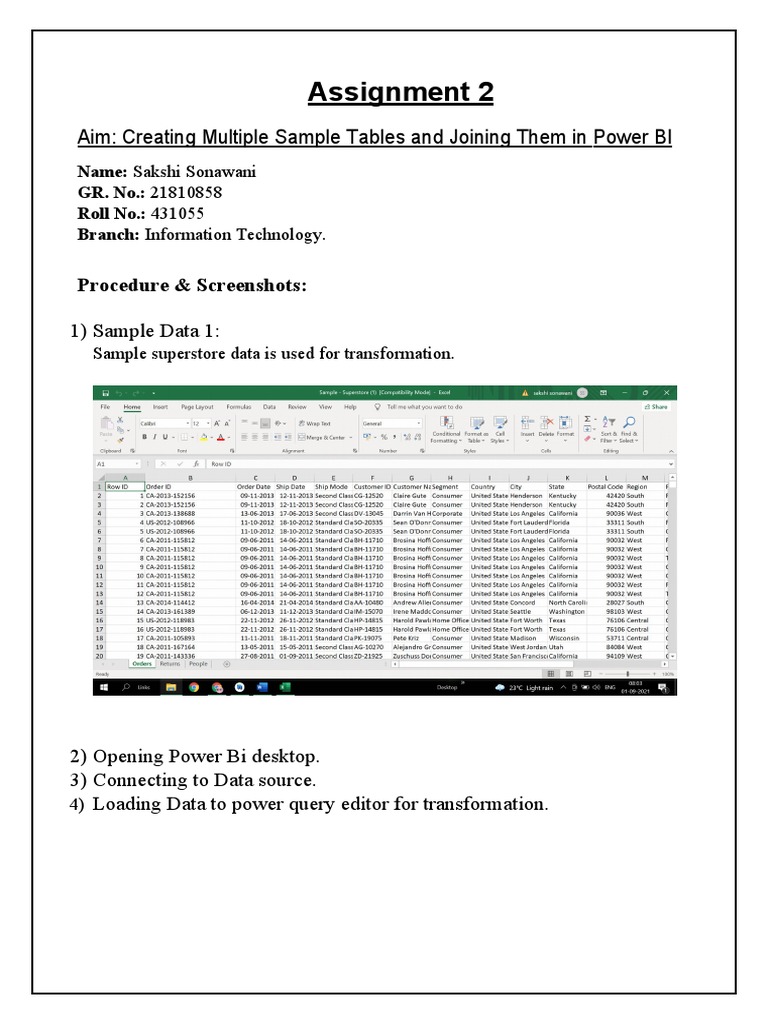 Power BI Sample Tables Creation Guide | PDF