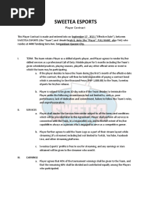 Sweetea Esports: Player Contract