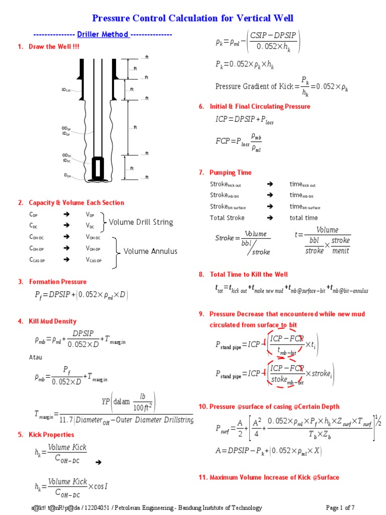 Pressure Control Calculations for a Vertical Well Using the Driller