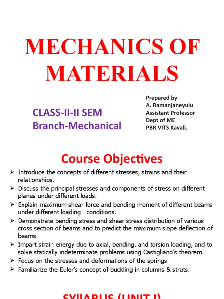 Mechanics of Materials Course Overview | PDF | Bending | Fluid Mechanics