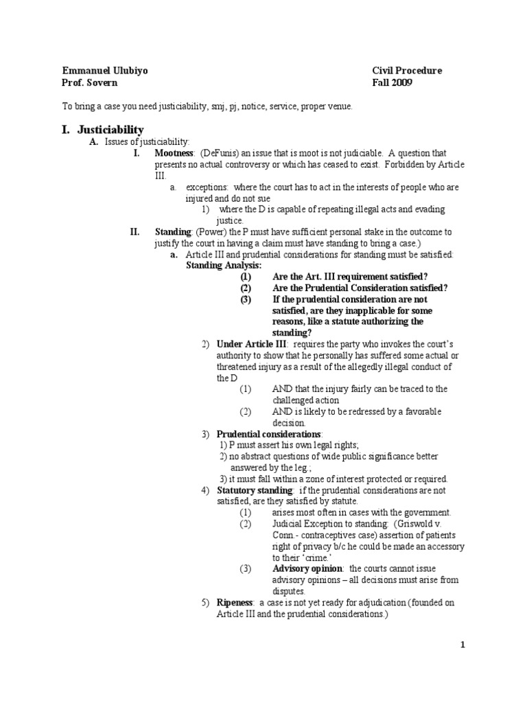 Civil Procedure MOutline PDF Diversity Jurisdiction Supplemental