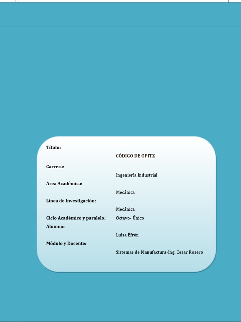 Código Opitz | PDF | Diseño | Ingeniería