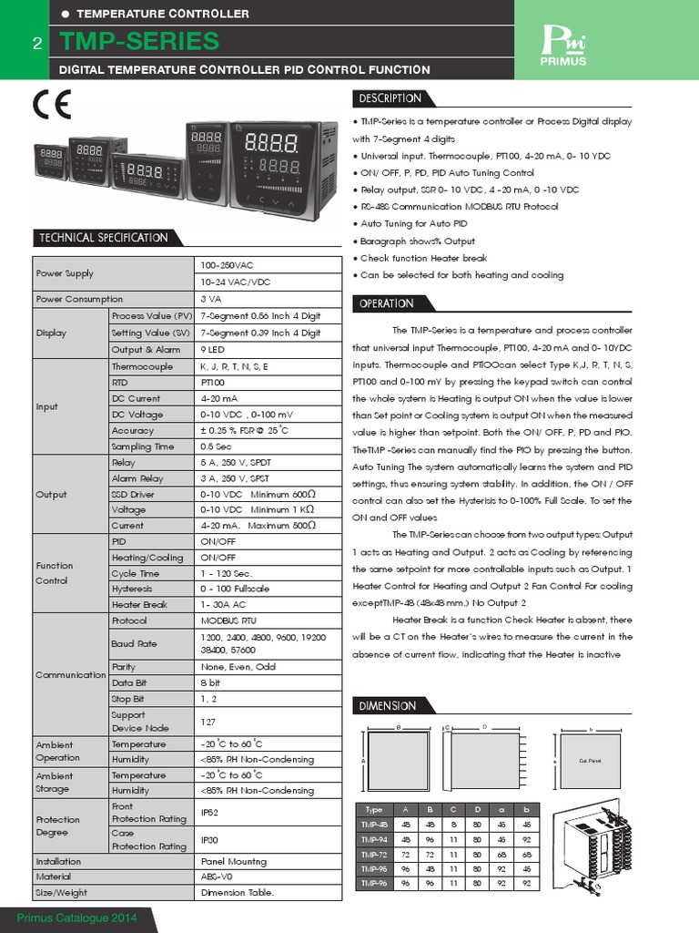 TMP-Series PID Temperature Controller | PDF | Thermocouple | Relay