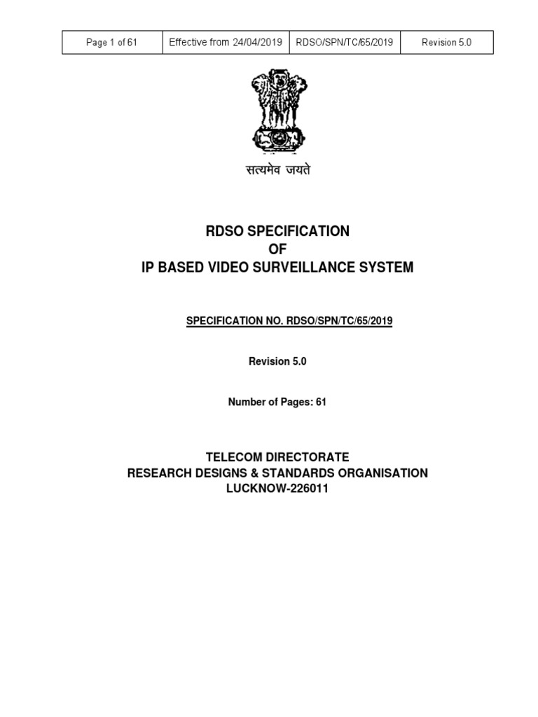 Specification Rdso CCTV RAILWAY | PDF | Computer Network | Video