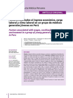 Factores Asociados Al Ingreso Economico, Carga Laboral y Clima Laboral en Un Grupo de Medicos Generales Jovenes en Perú (1)