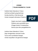 Hymne dan Mars Institut Islam Mamba'ul 'Ulum