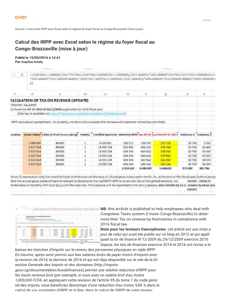 Calcul de l'IRPP au Congo-Brazzaville | PDF | Impôt sur le revenu | Impôts