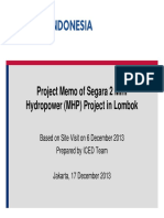 Project Memo Analysis of Segara 2 Mini Hydropower (MHP) Project in Lombok