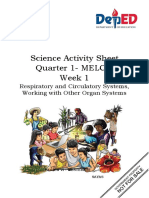 Science Activity Sheet Quarter 1-MELC 1 Week 1: Respiratory and Circulatory Systems, Working With Other Organ Systems