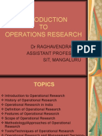 TO Operations Research: DR Raghavendra M J Assistant Professor Sit, Mangaluru