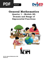 General Mathematics: Quarter 1 - Module 20: Domain and Range of Exponential Functions