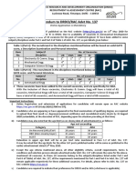 Addendum To DRDO/RAC Advt No. 137: Online Application Is Mandatory